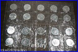 Two sheets 1999 CANADA SILVER MAPLE LEAF 1 OZ $5 COINS. 9999 UNCIRCULATED