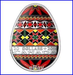 UKRAINIAN PYSANKA Easter Colored Egg Folk Art 1 Oz Silver Coin 20$ Canada 2016