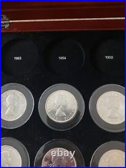 UNC Canadian Silver Dollars Silver Crown Set 1953-1967 Withcase