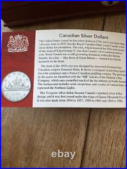 UNC Canadian Silver Dollars Silver Crown Set 1953-1967 Withcase