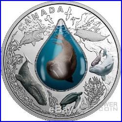 UNDERWATER LIFE Water Droplet Silver Coin 20$ Canada 2017