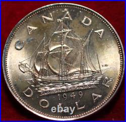 Uncirculated 1949 Silver Canada One Dollar Coin