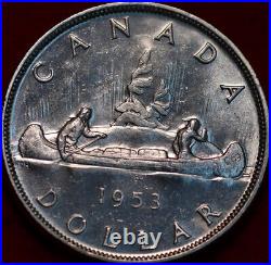 Uncirculated 1953 Full Water Line Canada One Dollar Silver Coin
