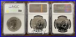Vancouver Canada 3 coin set, 2010 Olympics Silver $5 NGC MS 69