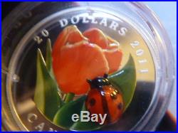Venetian Murano Glass Ladybug 2011 Canadian silver coin